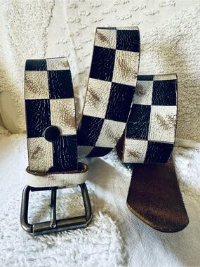 Checkerboard Leather Belt 38”